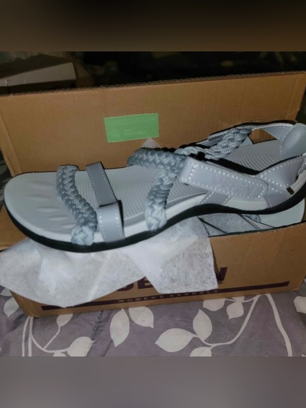 Women’s Braided Strap Sport Sandals - Light Gray